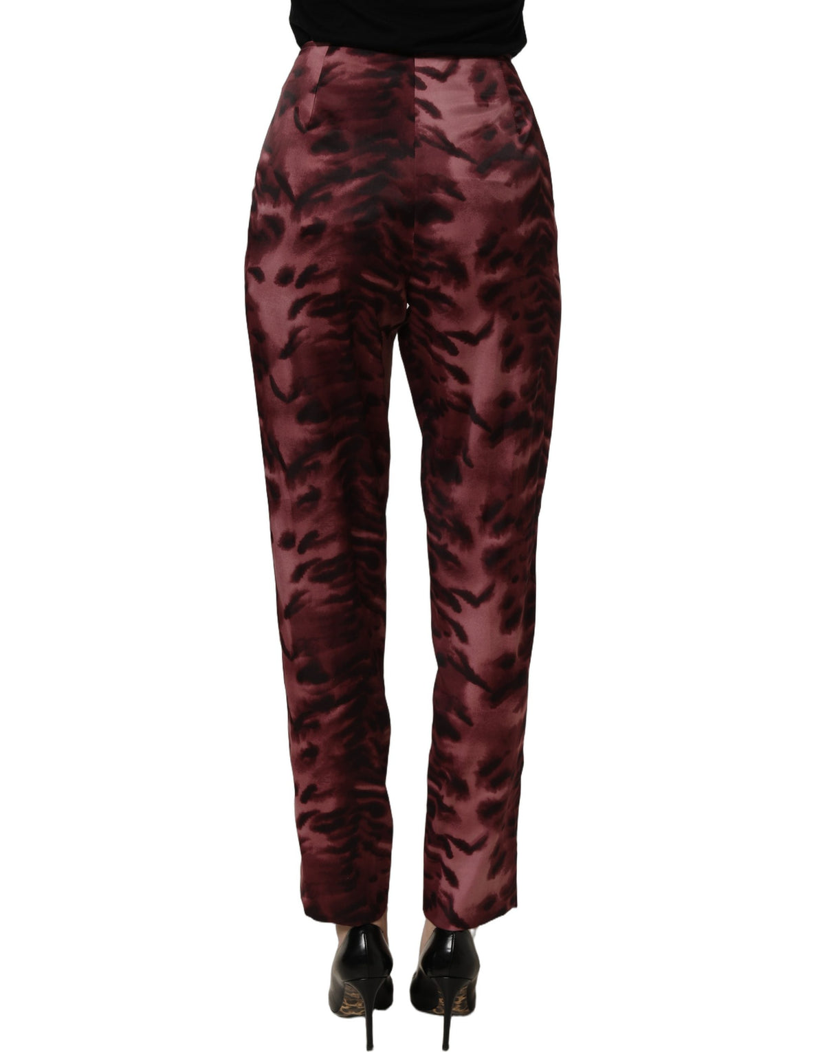 BENCIVENGA Pantalon droit taille haute à motifs bordeaux