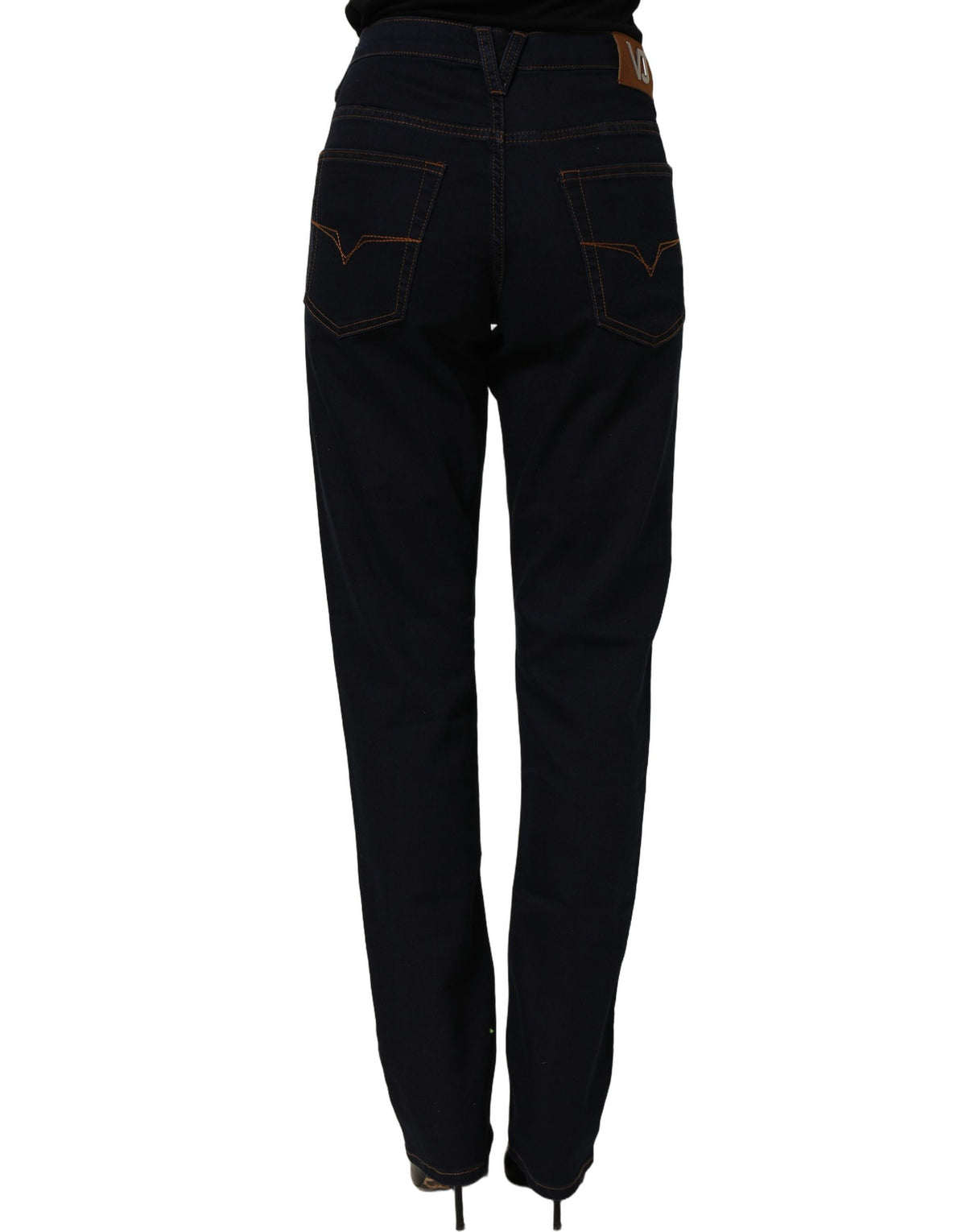 Jean slim taille haute en denim bleu Versace Jeans Couture