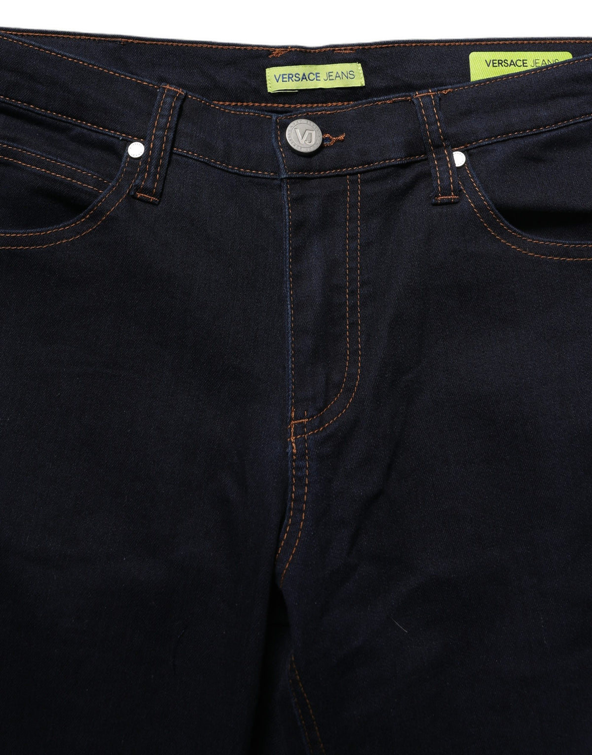 Jean slim taille haute en denim bleu Versace Jeans Couture