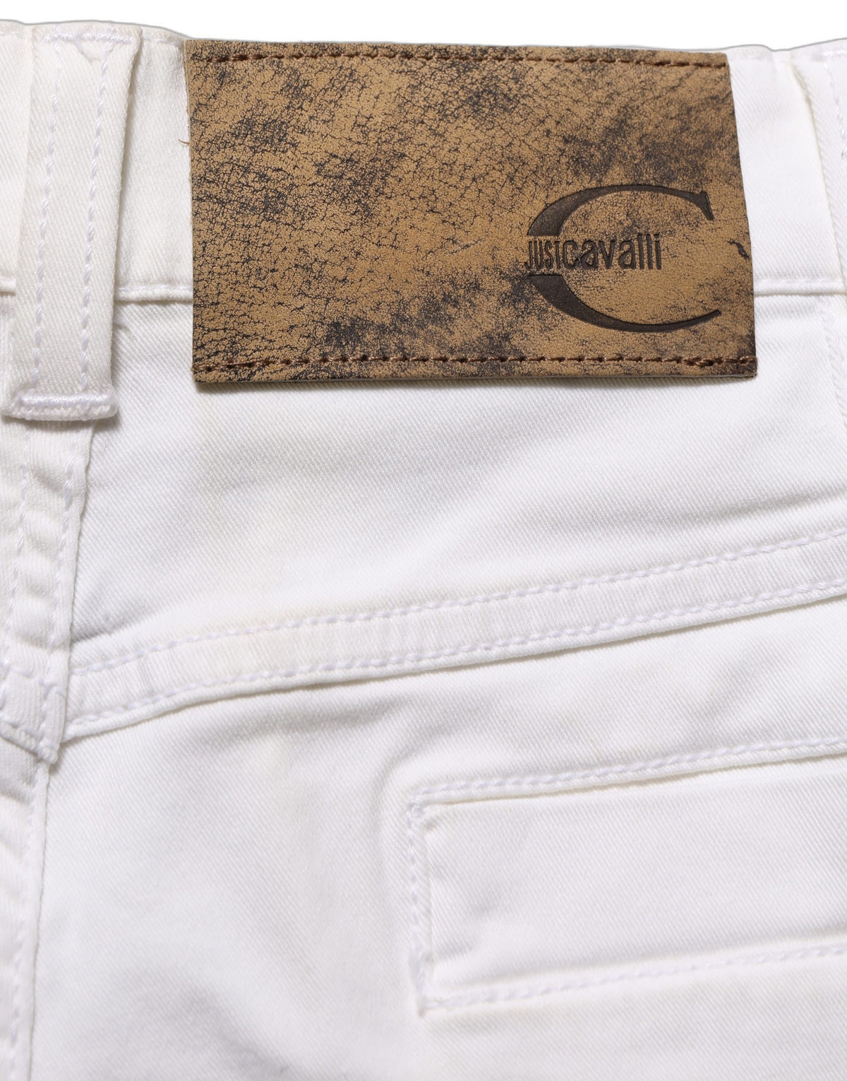 Jeans Just Cavalli blancs taille haute, jambes larges en denim