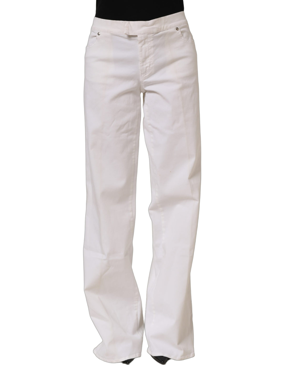 Jeans Just Cavalli blancs taille haute, jambes larges en denim