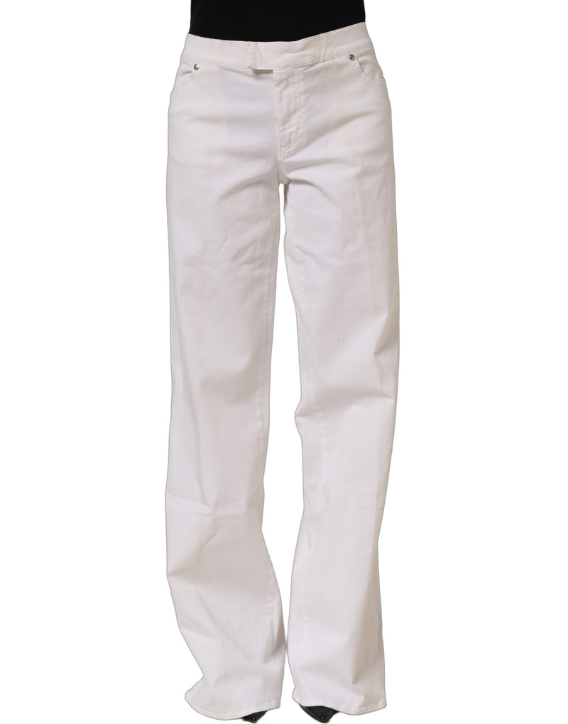 Just Cavalli White High Waist Wide Leg Denim Trouser Jeans