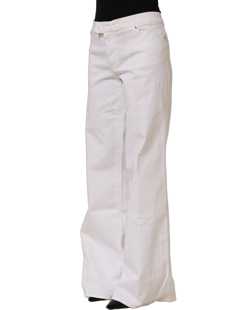 Just Cavalli White High Waist Wide Leg Denim Trouser Jeans