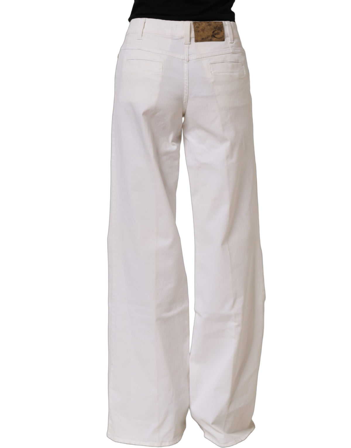 Jeans Just Cavalli blancs taille haute, jambes larges en denim