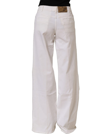 Just Cavalli White High Waist Wide Leg Denim Trouser Jeans
