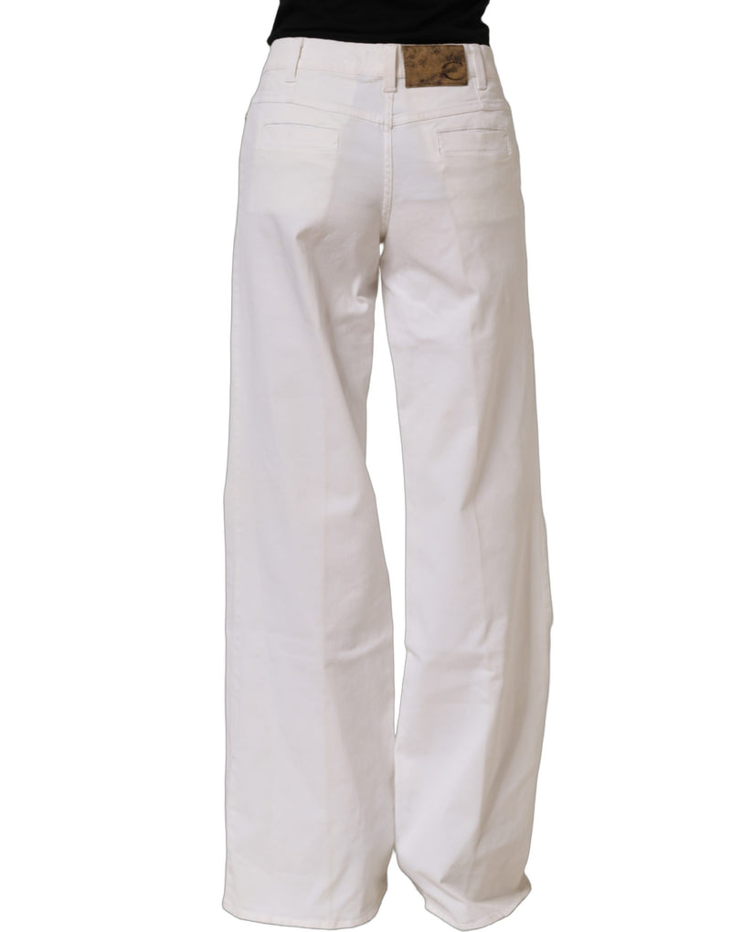Just Cavalli White High Waist Wide Leg Denim Trouser Jeans