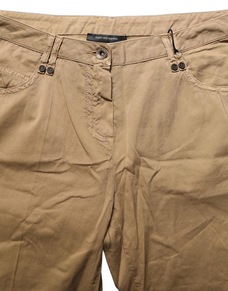 PLEIN SUD Brown Straight Cotton Stretch Chino Pants