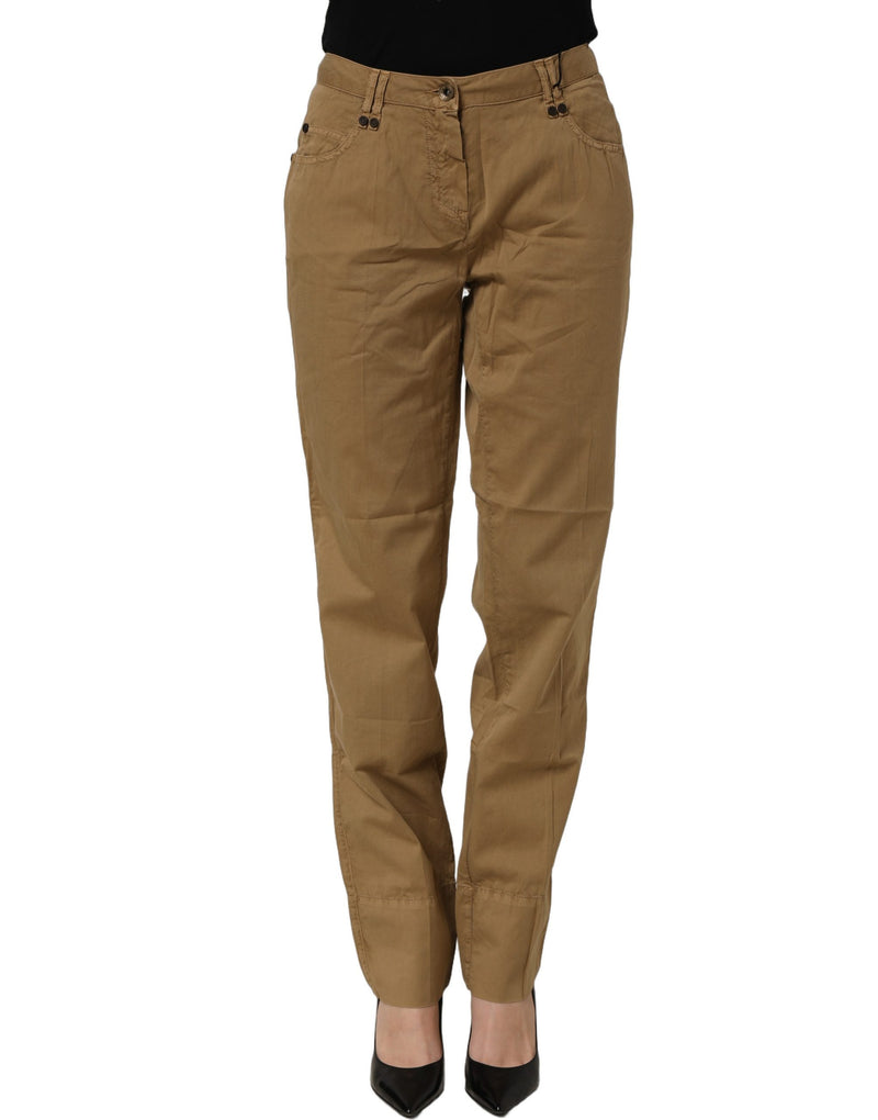PLEIN SUD Brown Straight Cotton Stretch Chino Pants