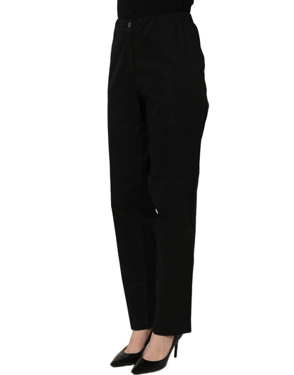 QL2 Black High-Waisted Straight Chino Women Trouser Pants