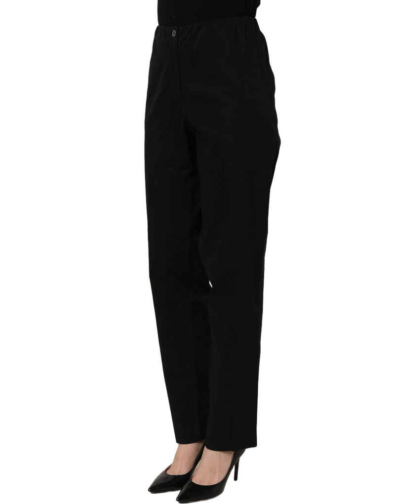 QL2 Black High-Waisted Straight Chino Women Trouser Pants