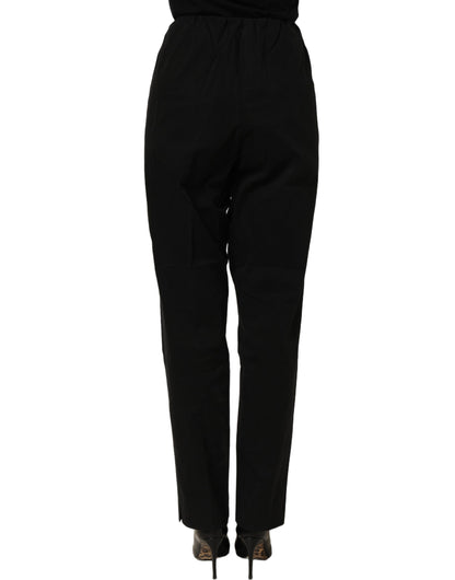QL2 Black High-Waisted Straight Chino Women Trouser Pants