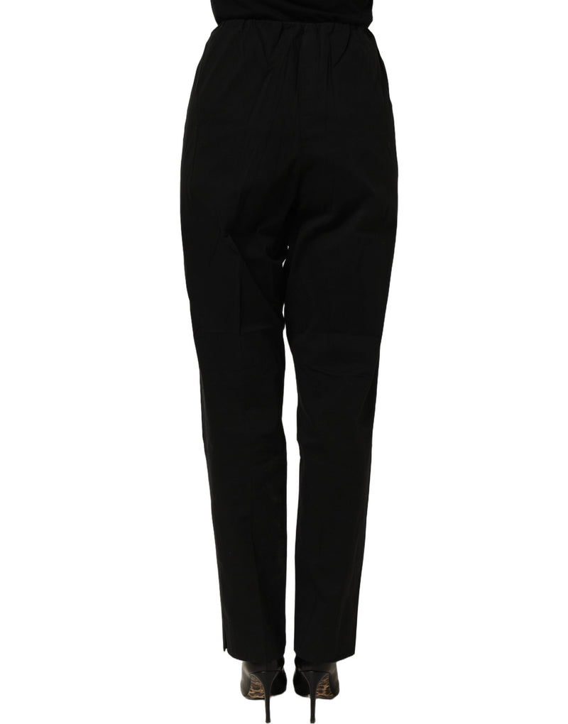 QL2 Black High-Waisted Straight Chino Women Trouser Pants