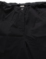Pantalon Chino Droit Taille Haute Noir Femme QL2
