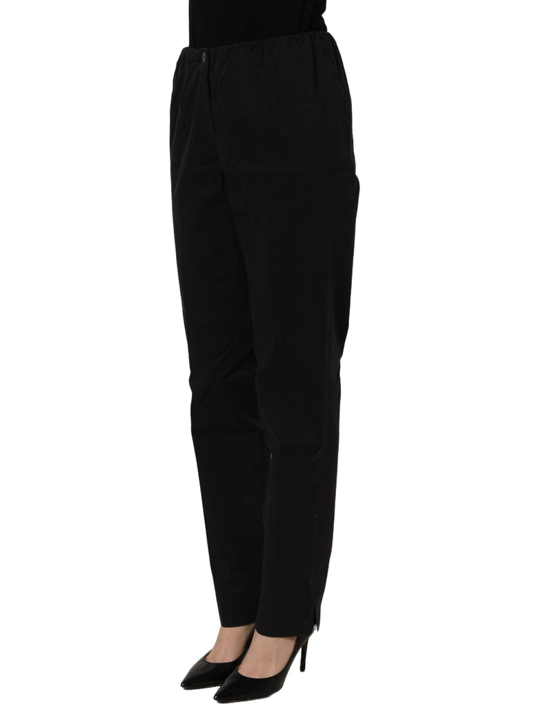 QL2 Black High-Waisted Straight Chino Women Trouser Pants