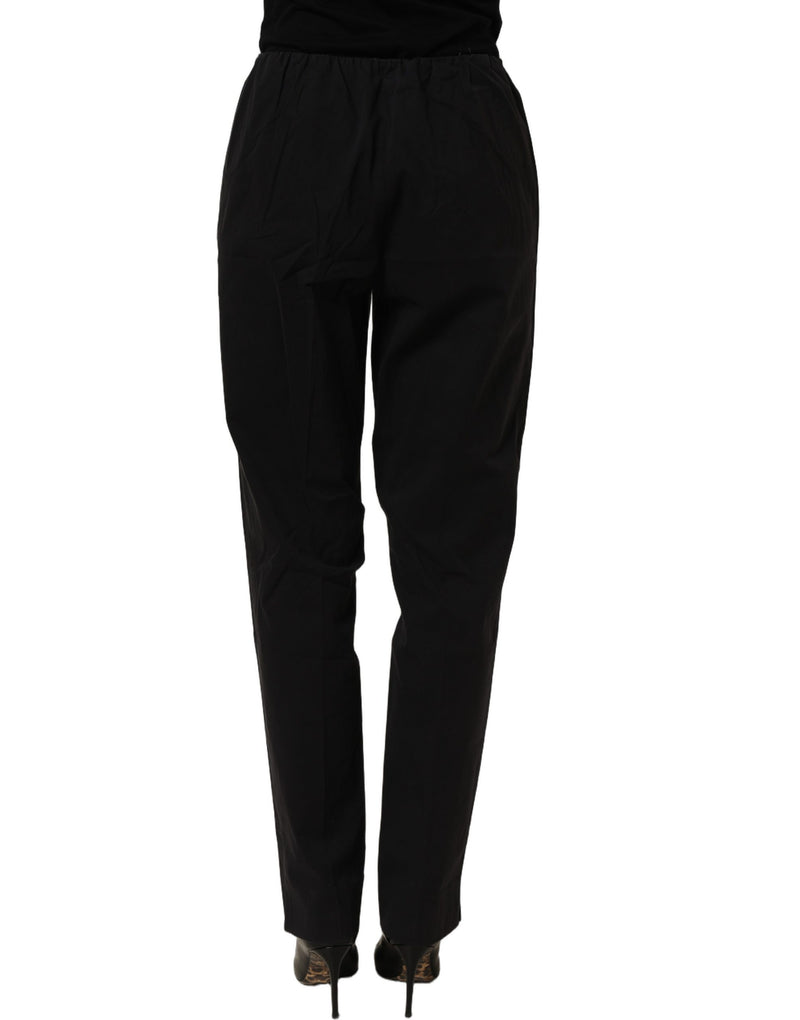 QL2 Black High-Waisted Straight Chino Women Trouser Pants