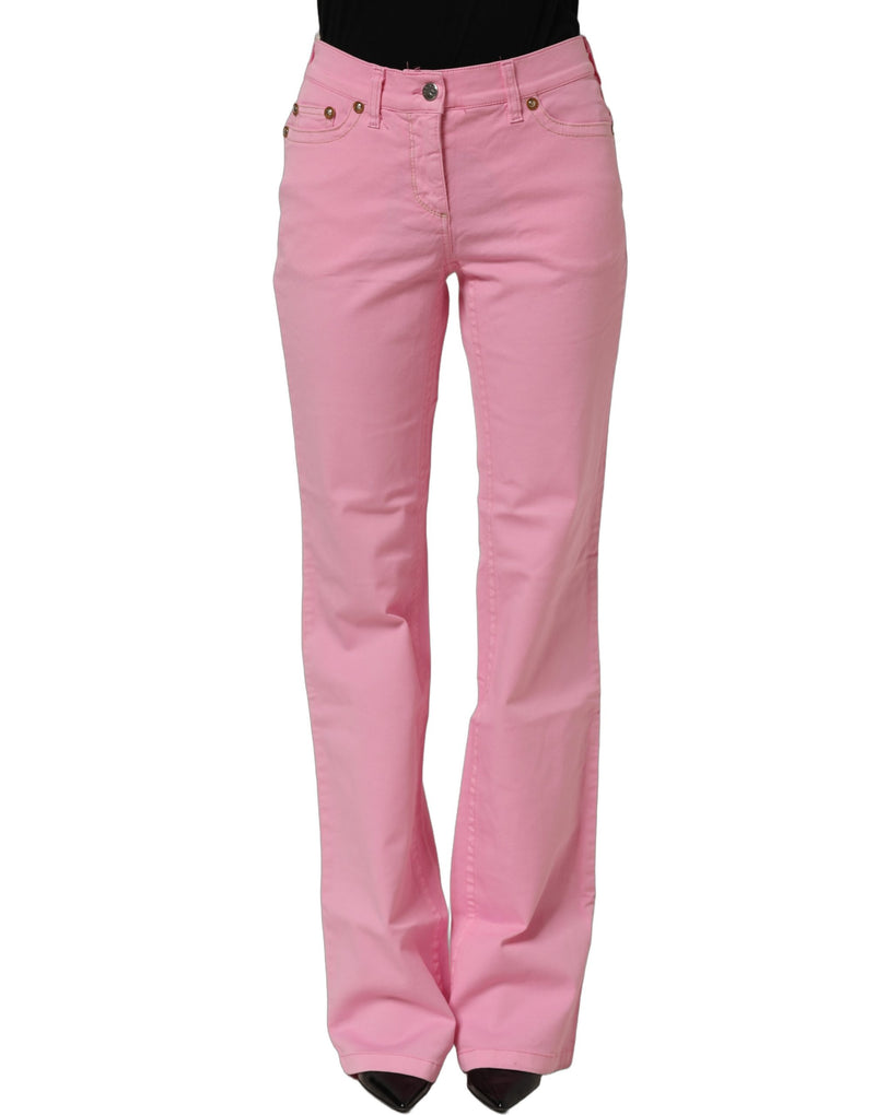 GF Ferre Pink Mid-Waisted Flared Denim Casual Jeans