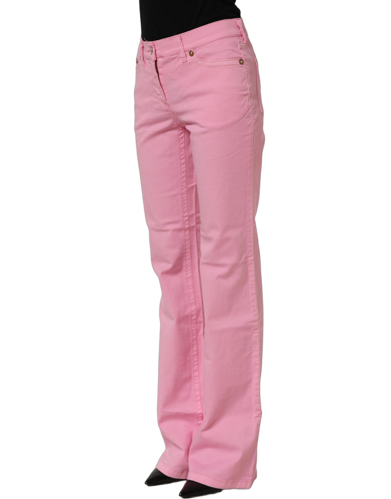GF Ferre Pink Mid-Waisted Flared Denim Casual Jeans