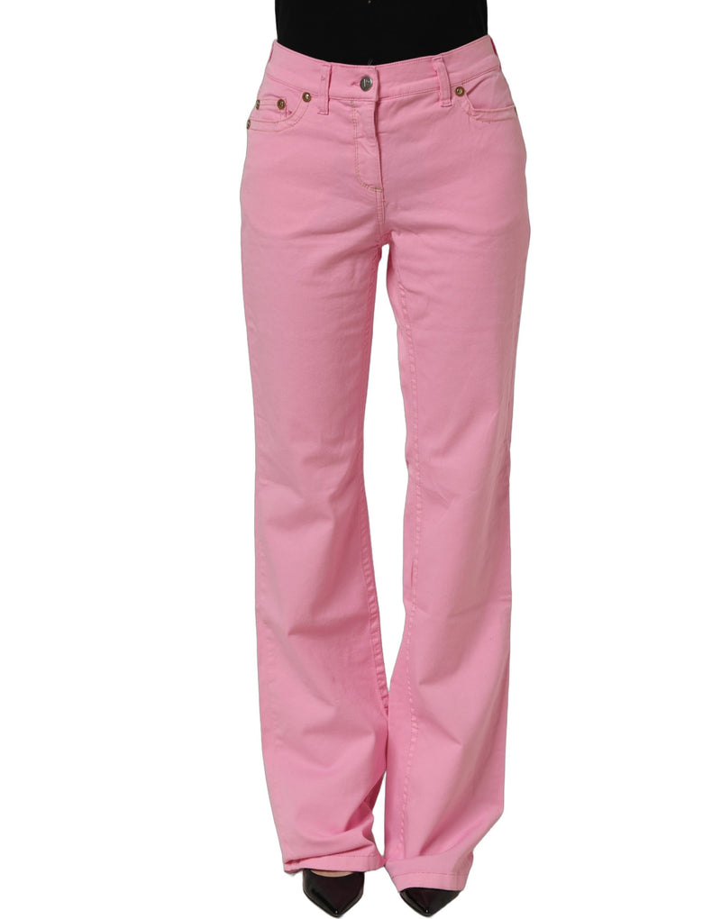 GF Ferre Pink Mid-Waisted Flared Denim Casual Jeans