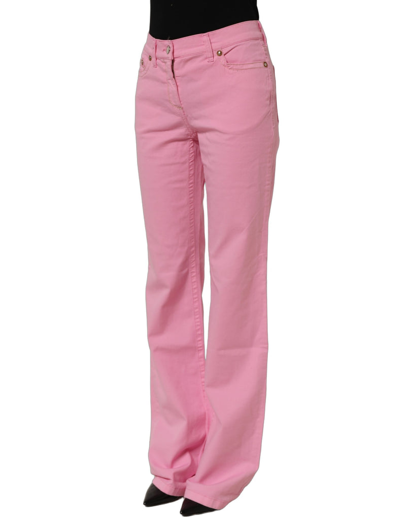 GF Ferre Pink Mid-Waisted Flared Denim Casual Jeans