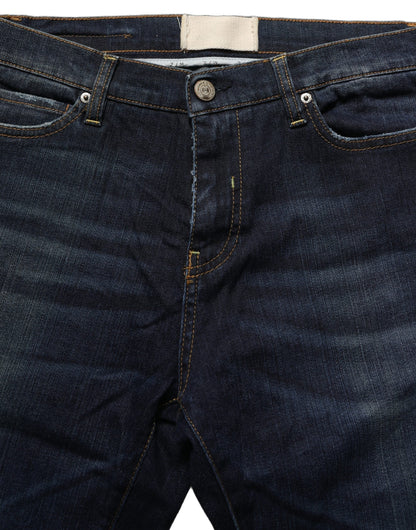 Two women in the world Dark Blue Washed Mid-Waisted Flared Denim Casual Jeans
