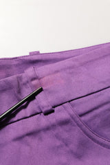 BENCIVENGA Pantalon Capri Taille Haute en Coton Stretch Violet