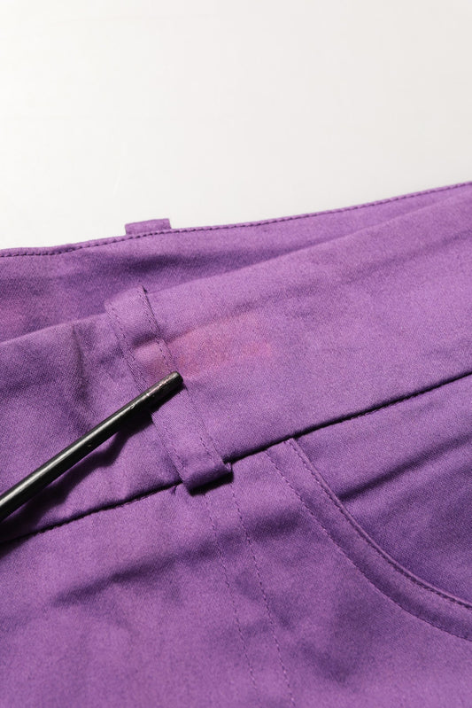 BENCIVENGA Violet Cotton Stretch High Waist Cropped Trouser Pants