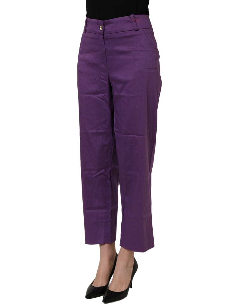 BENCIVENGA Violet Cotton Stretch High Waist Cropped Trouser Pants