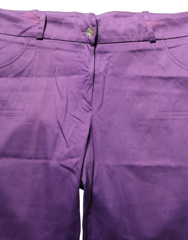 BENCIVENGA Violet Cotton Stretch High Waist Cropped Trouser Pants