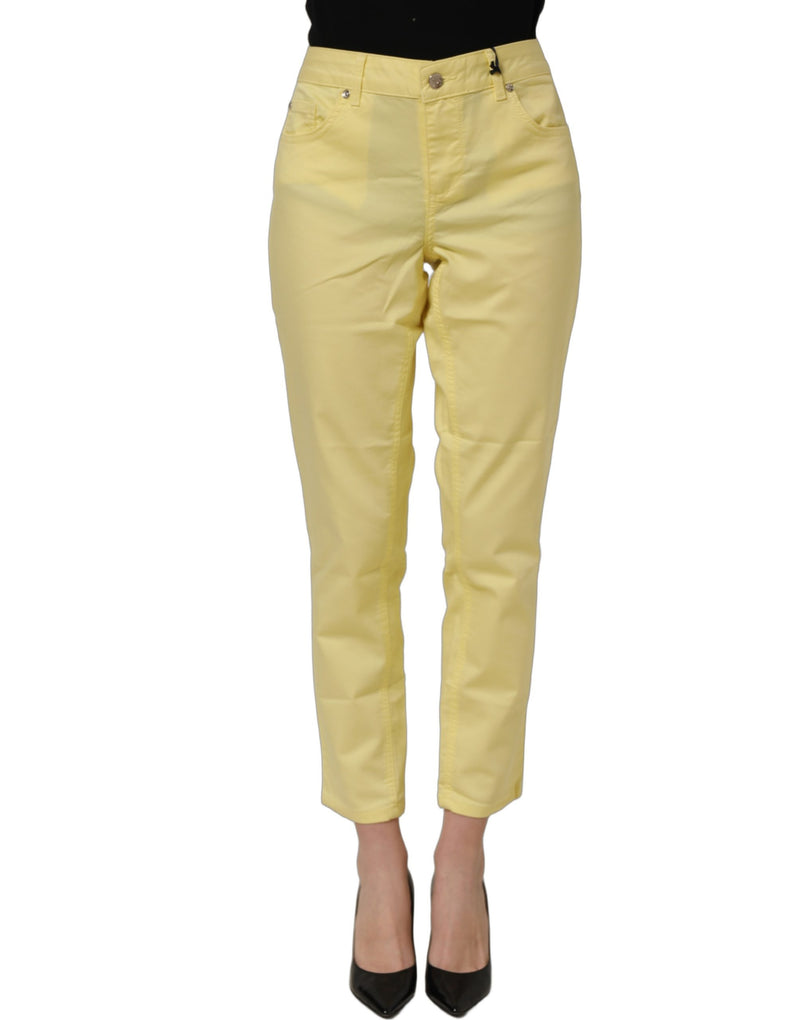 Liu Jo Yellow Mid Waist Straight Cropped Denim Women Trouser Jeans