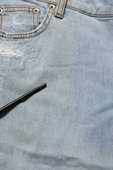 Jeans Dondup Bleu clair taille haute fuselé en denim coton stretch