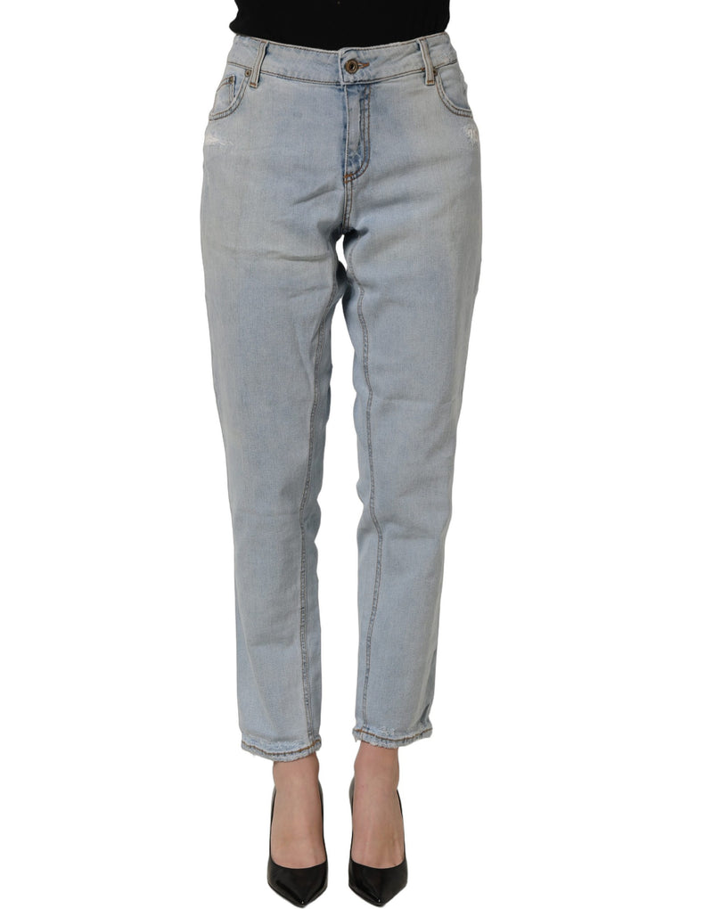 Dondup Light Blue High Waist Tapered Denim Cotton Stretch Jeans