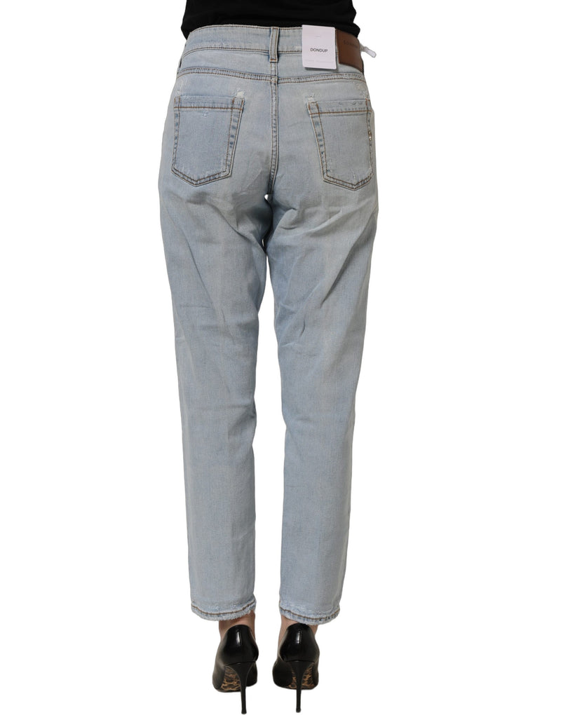 Dondup Light Blue High Waist Tapered Denim Cotton Stretch Jeans