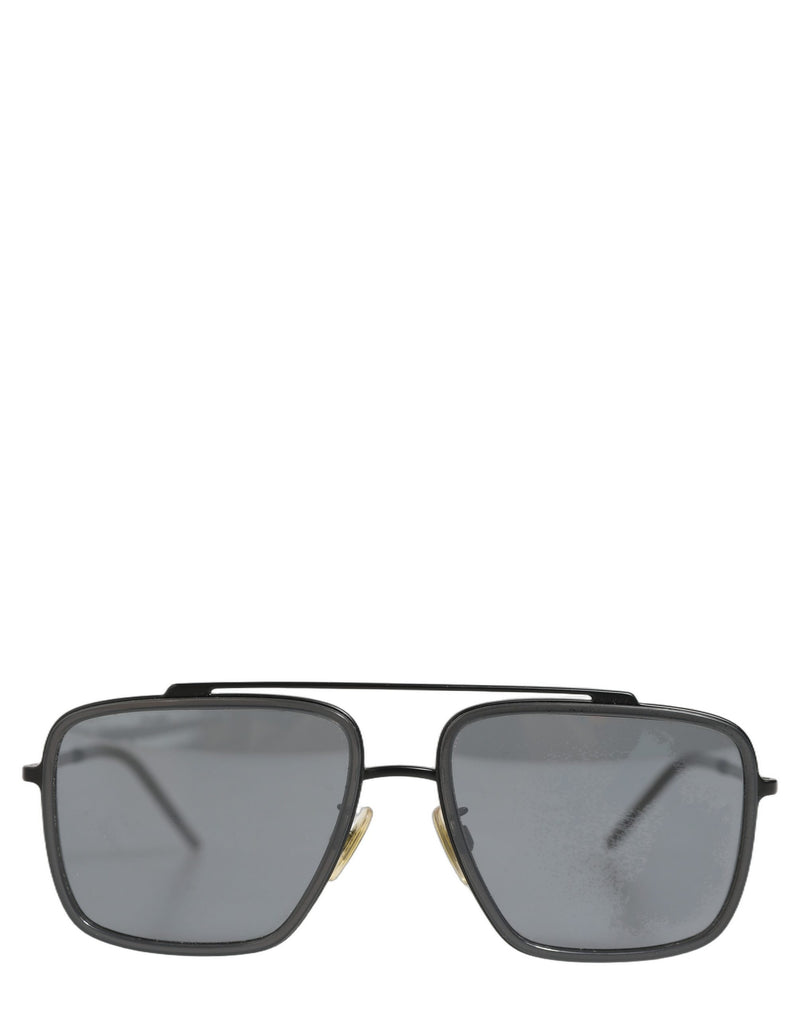 Dolce & Gabbana Women DG2262 Black Metal Square Frame Eyewear Sunglasses