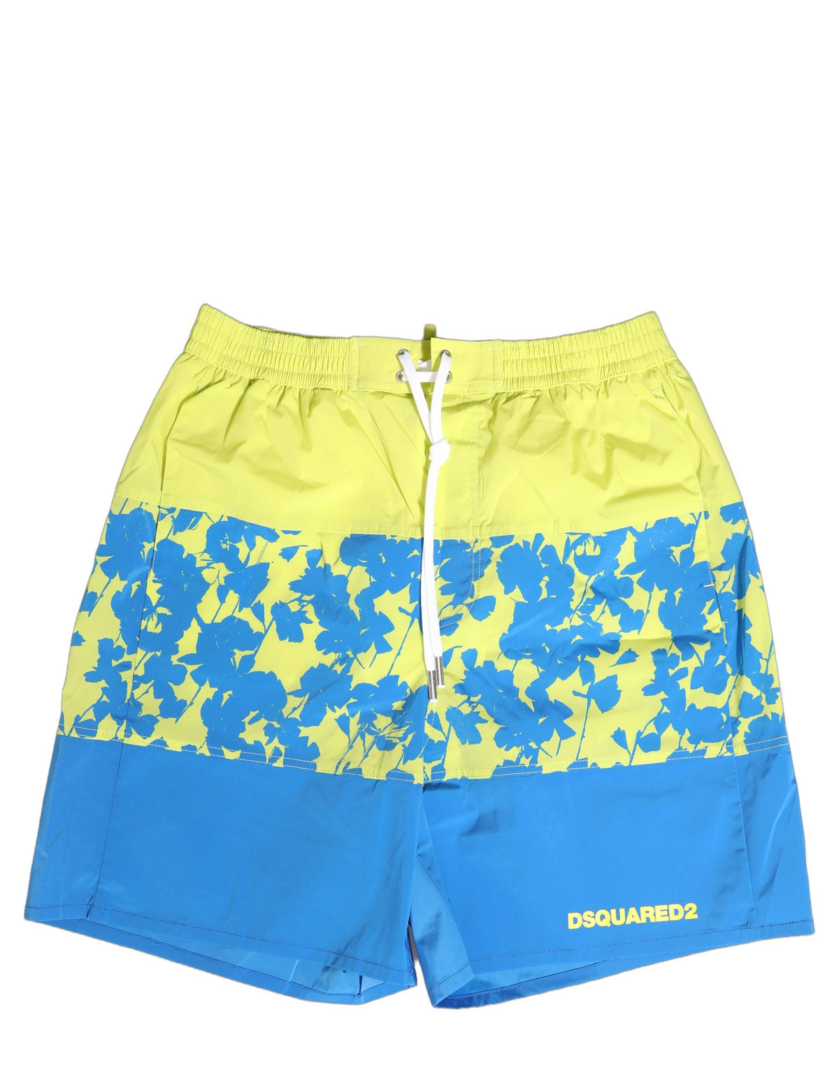 Caleçon de bain Dsquared² bleu et jaune à motif floral
