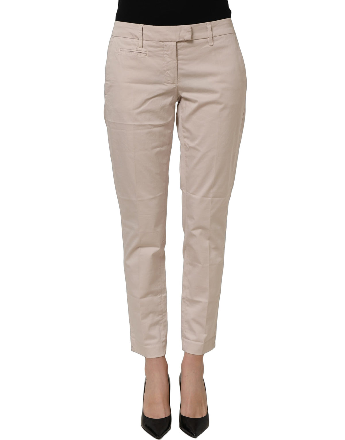 Pantalon carotte femme court taille basse beige Dondup