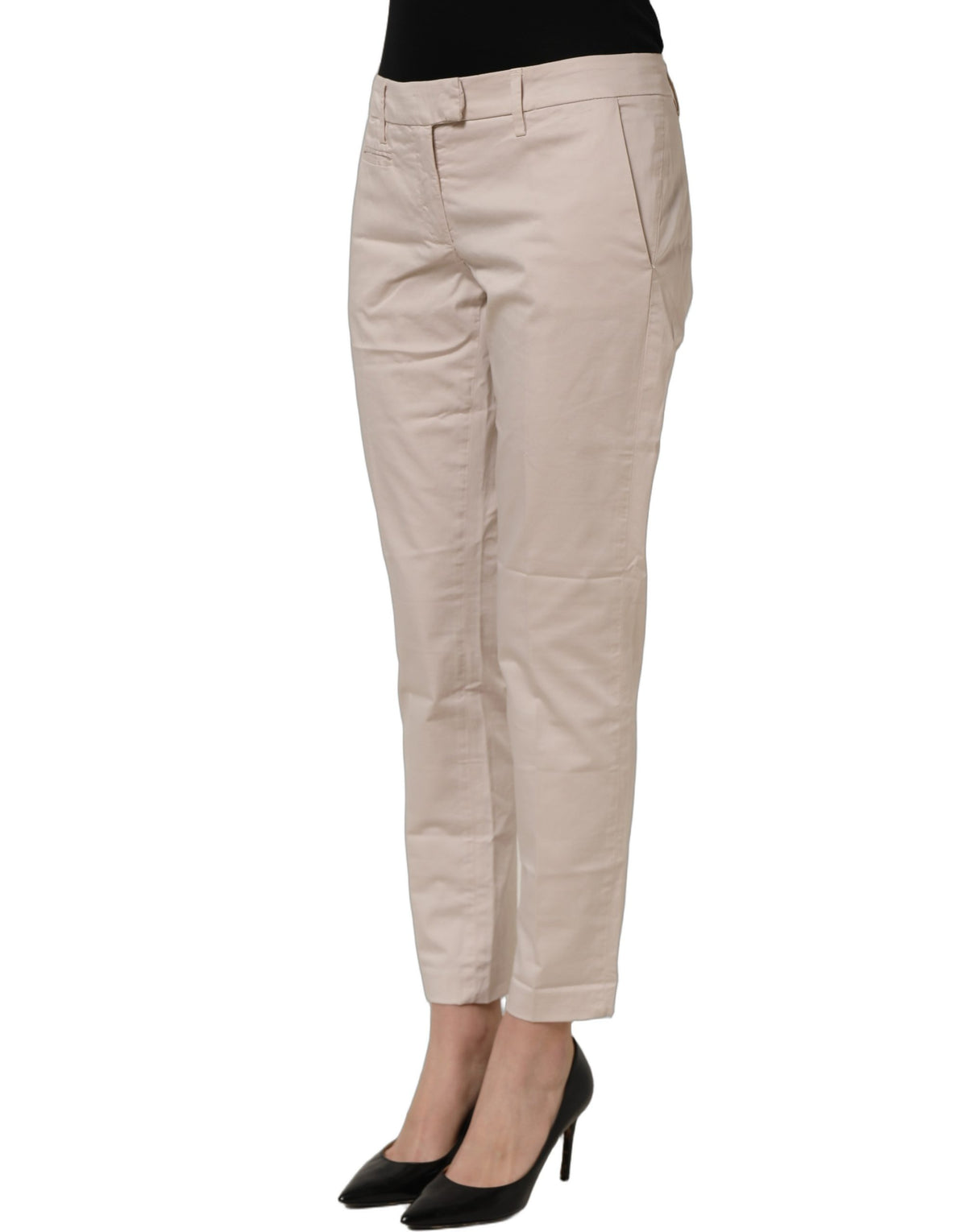 Pantalon carotte femme court taille basse beige Dondup