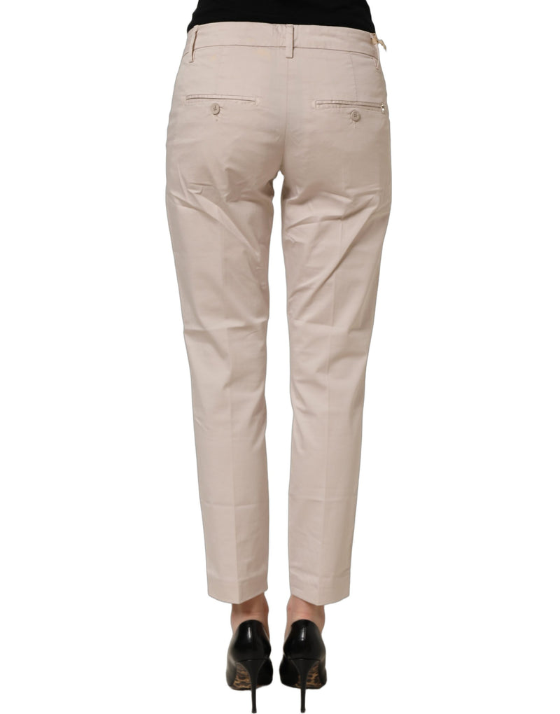 Dondup Beige Low Waist Tapered Women Cropped Trousers Pants