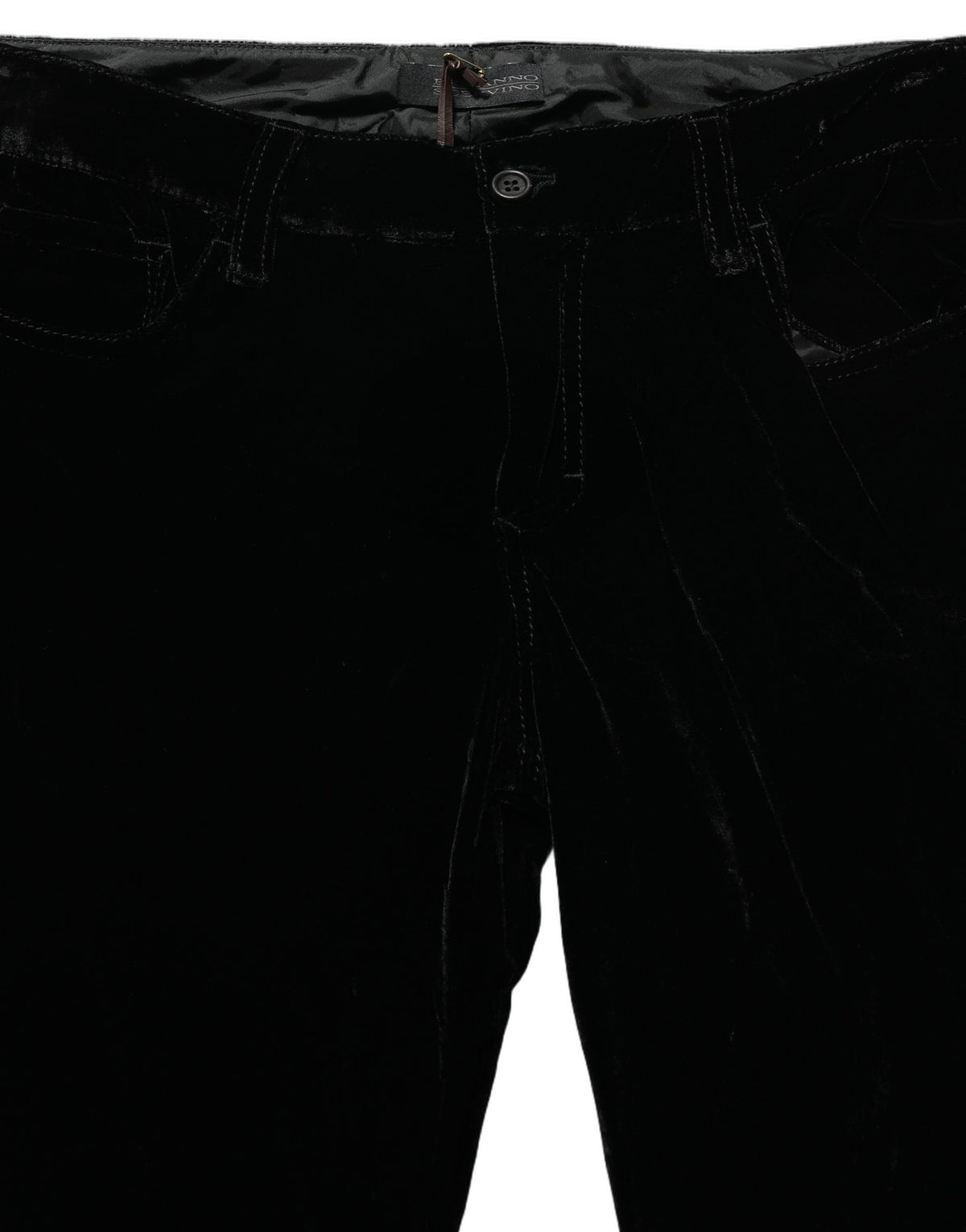 Pantalon slim en velours Ermanno Scervino noir, mélange de viscose