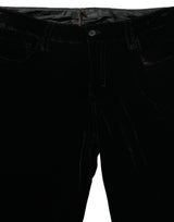 Pantalon slim en velours Ermanno Scervino noir, mélange de viscose