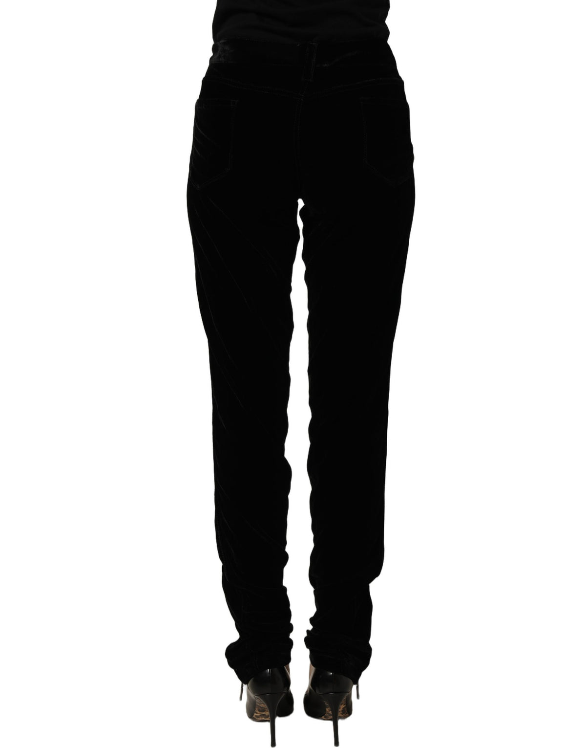 Pantalon slim en velours Ermanno Scervino noir, mélange de viscose