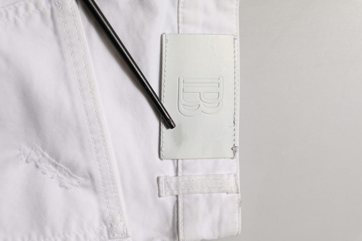 Jeans slim en denim de coton stretch blanc Pierre Balmain