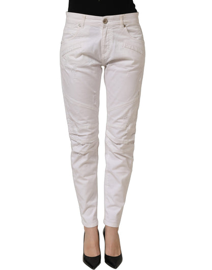 Pierre Balmain White Cotton Stretch Skinny Denim Trouser Jeans
