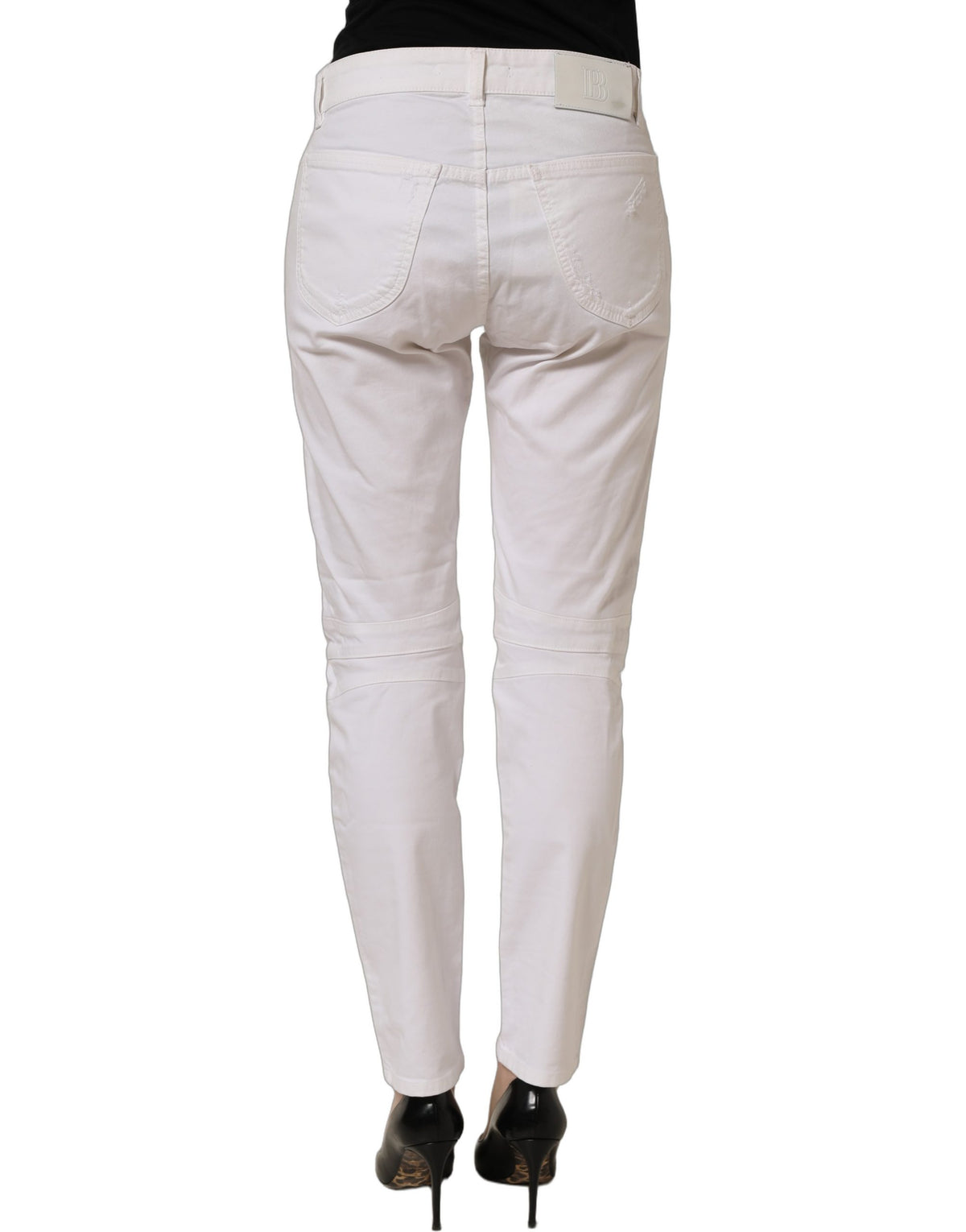 Jeans slim en denim de coton stretch blanc Pierre Balmain