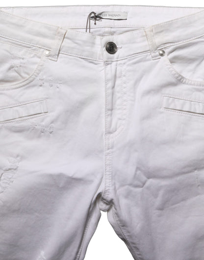 Pierre Balmain White Cotton Stretch Skinny Denim Trouser Jeans