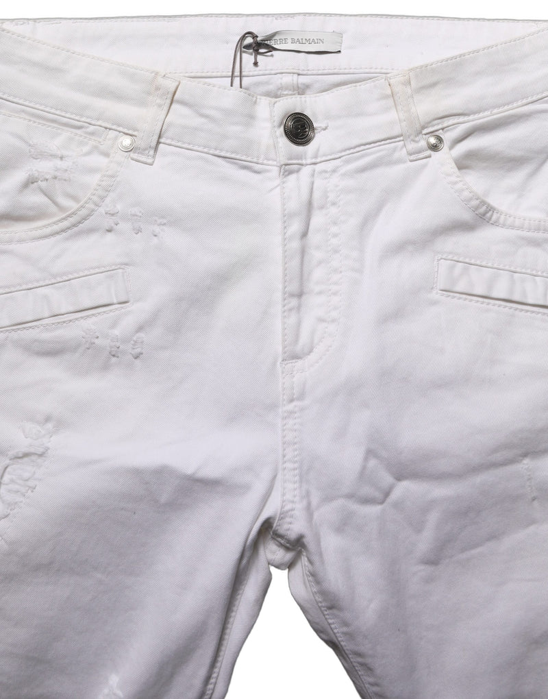 Pierre Balmain White Cotton Stretch Skinny Denim Trouser Jeans
