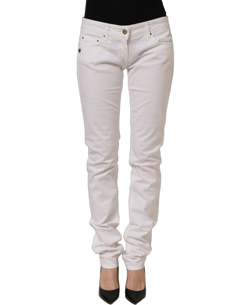 Daniele Alessandrini White Cotton Stretch Skinny Denim Jeans