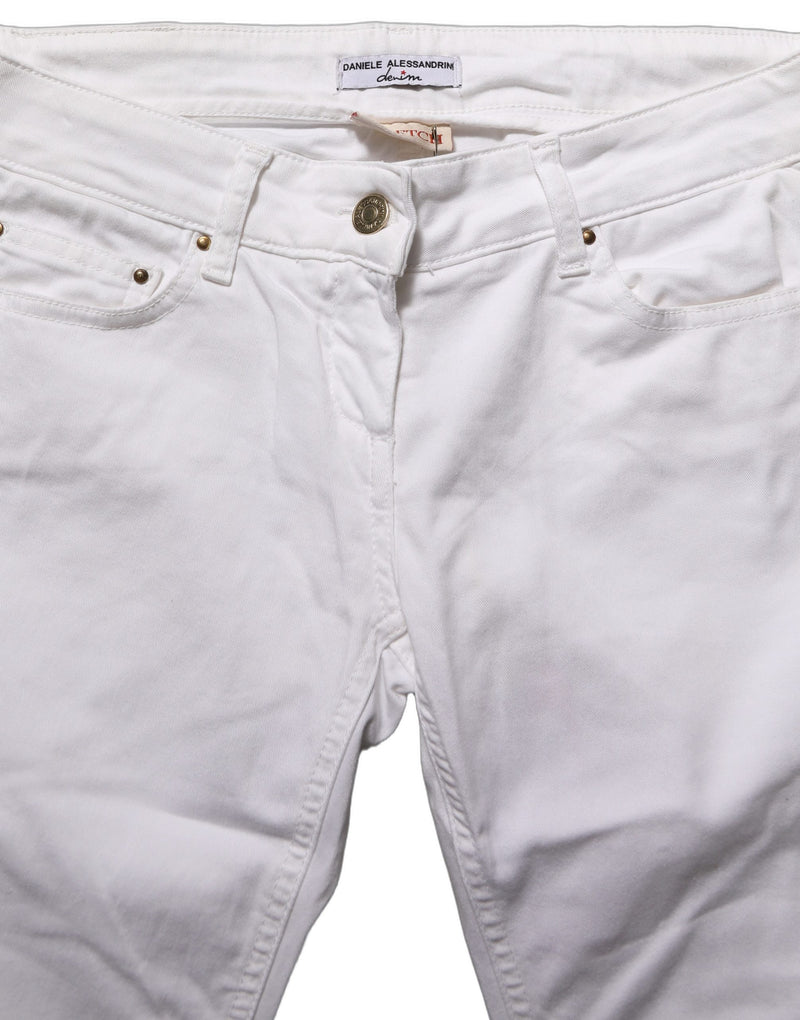 Daniele Alessandrini White Cotton Stretch Skinny Denim Jeans