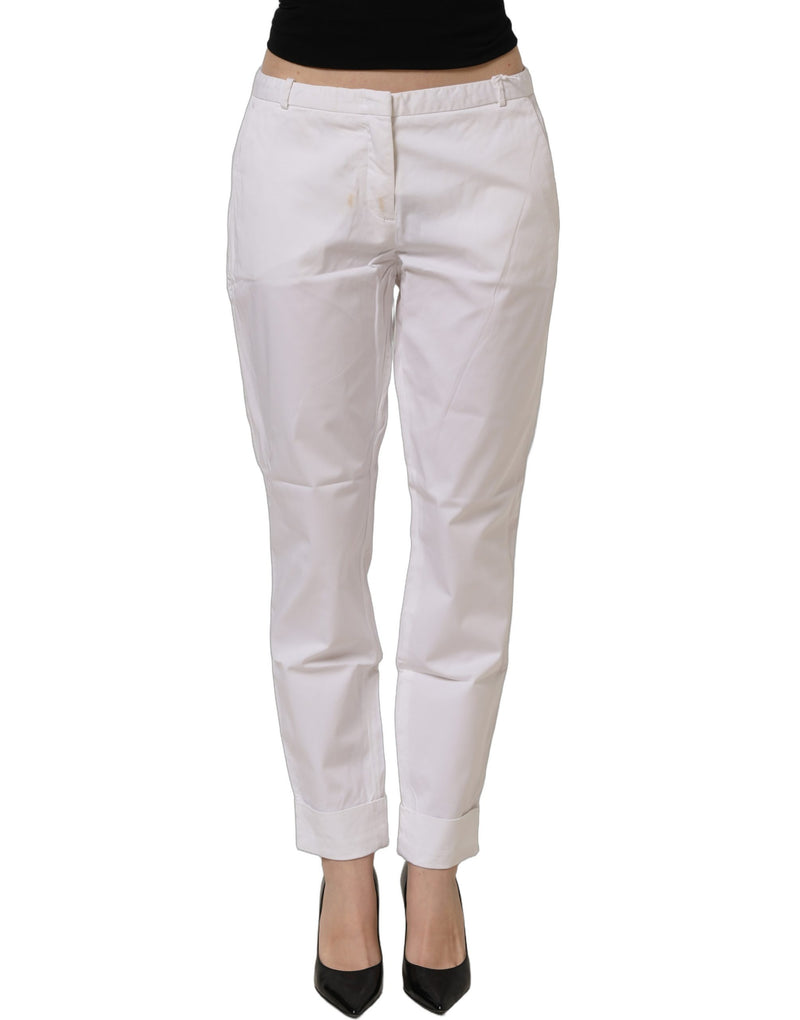 Fabiana Filippi White Low Waist Straight Formal Trouser Pants