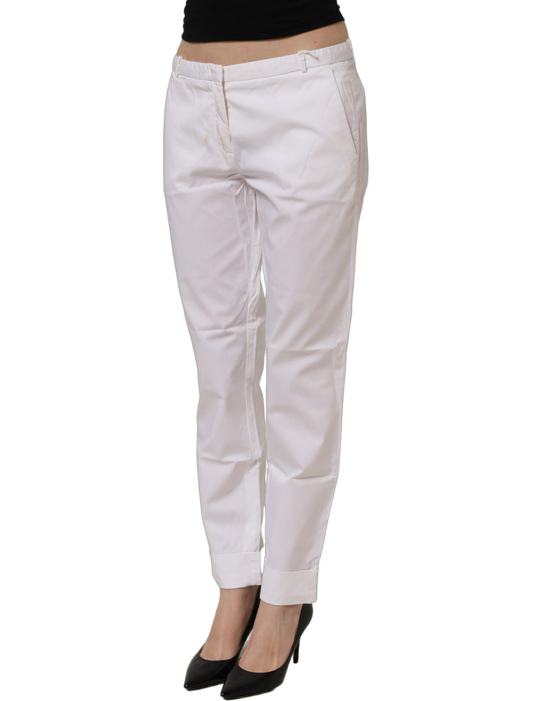 Fabiana Filippi White Low Waist Straight Formal Trouser Pants