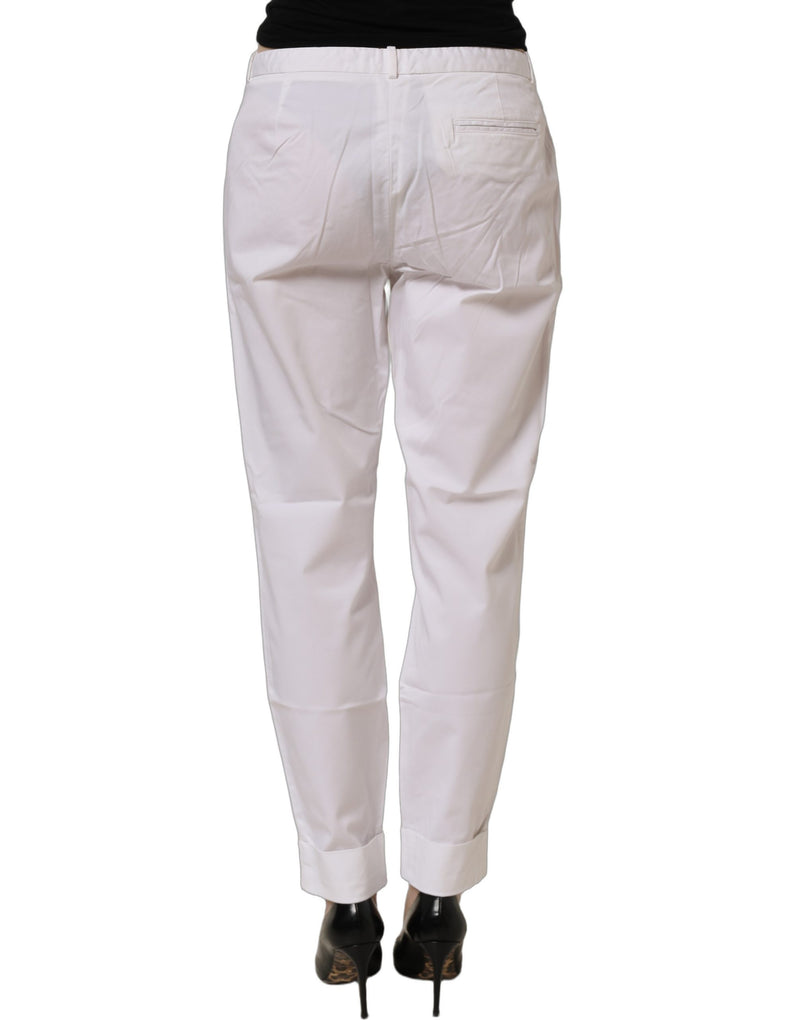 Fabiana Filippi White Low Waist Straight Formal Trouser Pants
